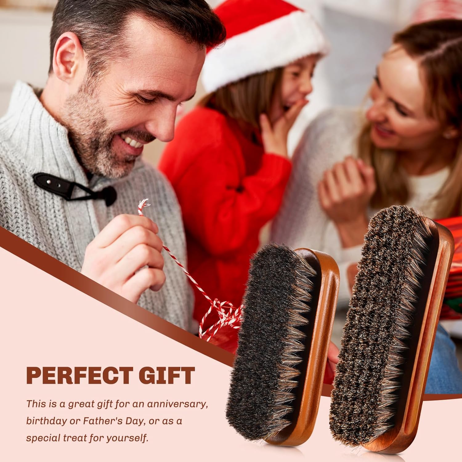 2 Pcs Horsehair Shine Shoes Brush Kit Polish Dauber Applicators Cleaning Leather Shoes Boots Care