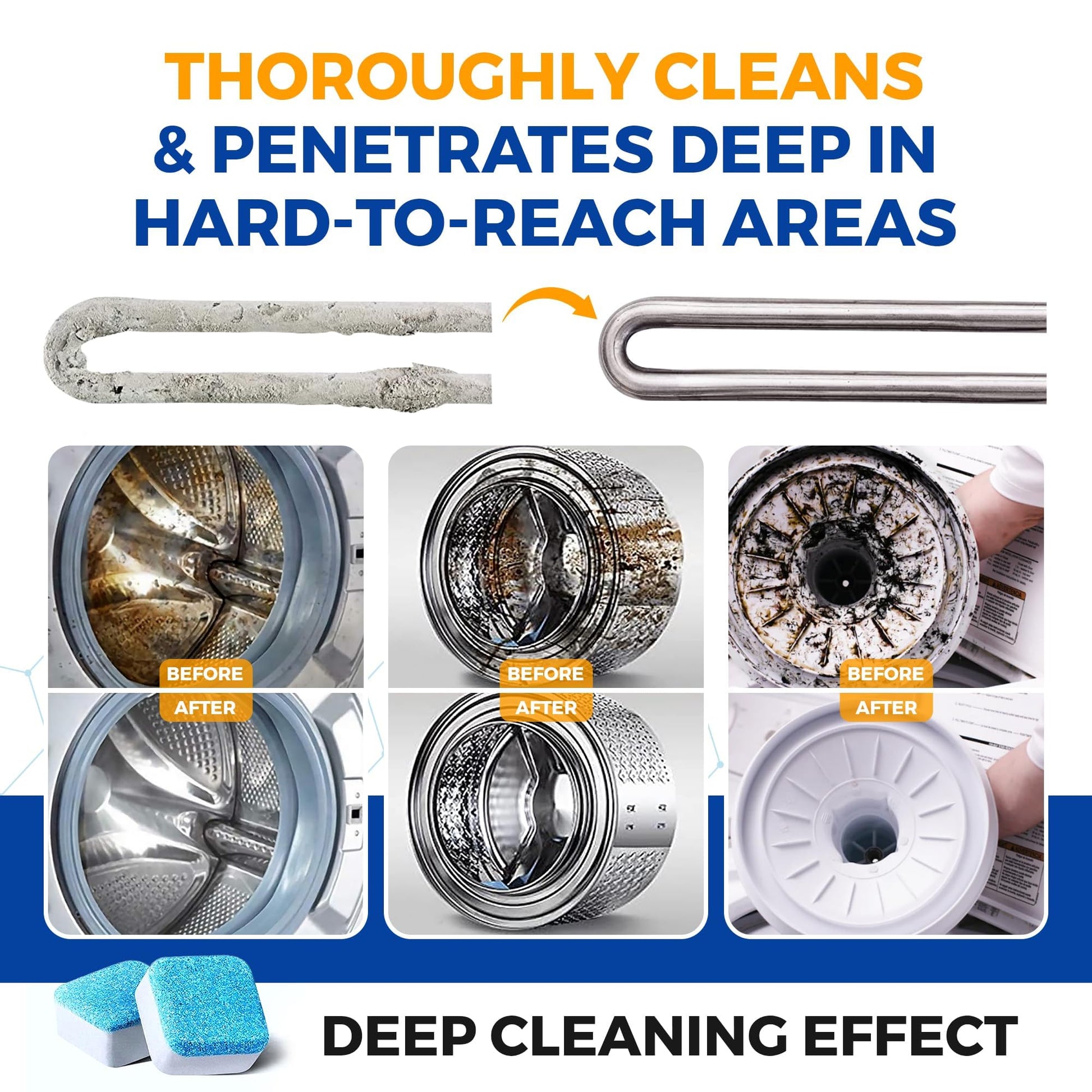 Washing Machine Cleaner Tablets 24 pack Powerful Descaler -Deep Cleaning for HE Front Loader & Top