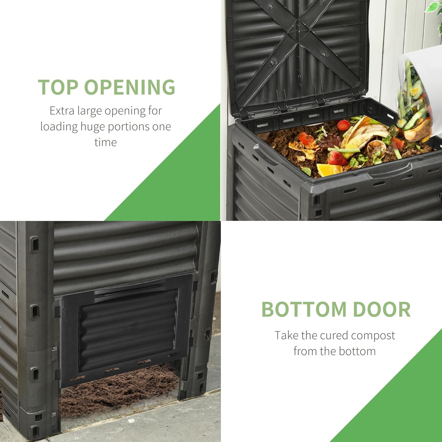 Outsunny Garden Compost Bin 80 Gallon Outdoor Large Capacity Composter Fast Create Fertile Soil