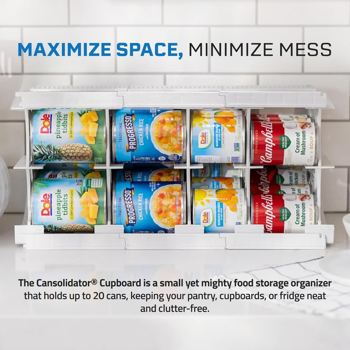 Shelf Reliance Cansolidator Cupboard - 1-Pack Can Organizer for Pantry, Stackable Soda Can Storage