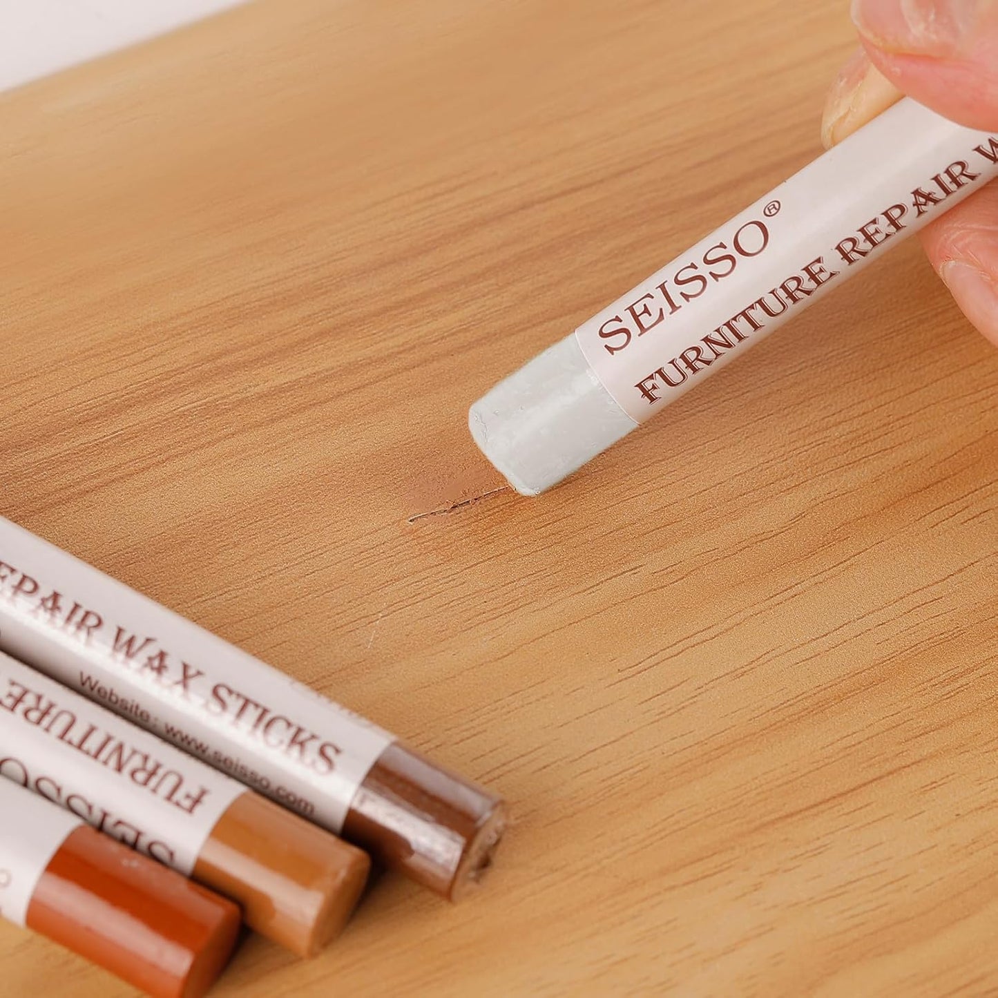 SEISSO Furniture Repair Crayon, 6 Pcs - Wood Filler Sticks, Scratch Repair Wax, Furniture Marking