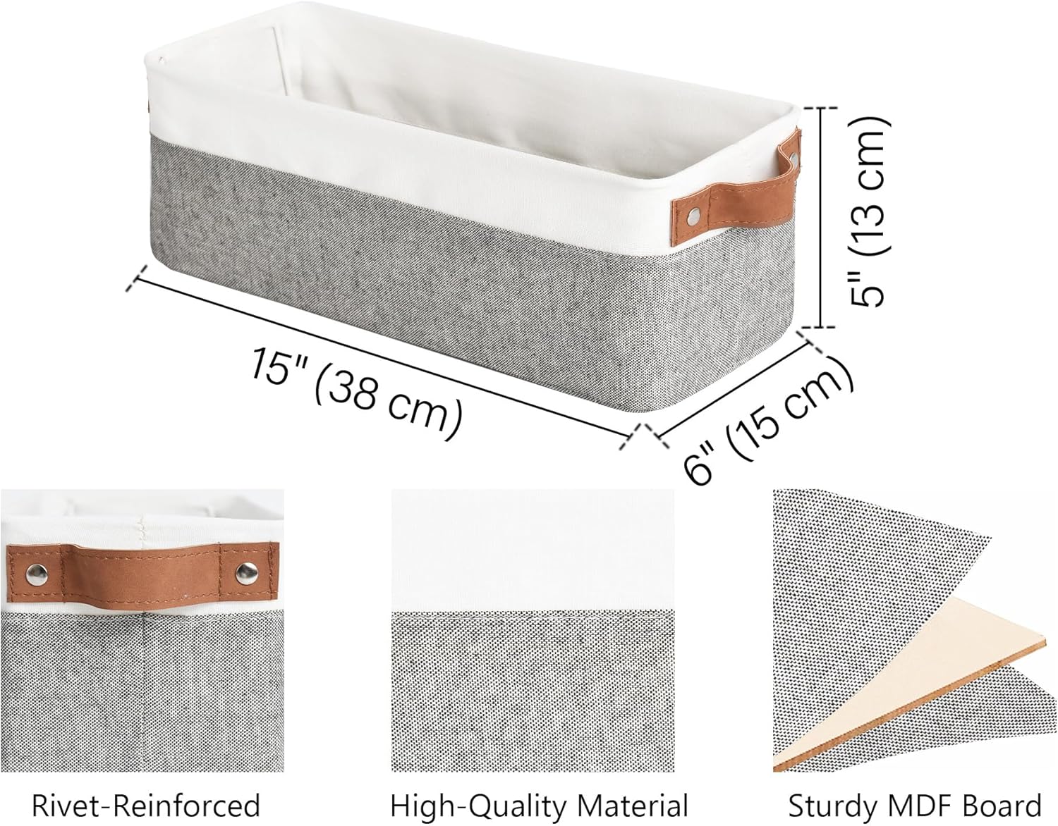 StorageWorks Narrow Storage Bins, Small Basket for Closet and Shelves, Fabric Organizer with