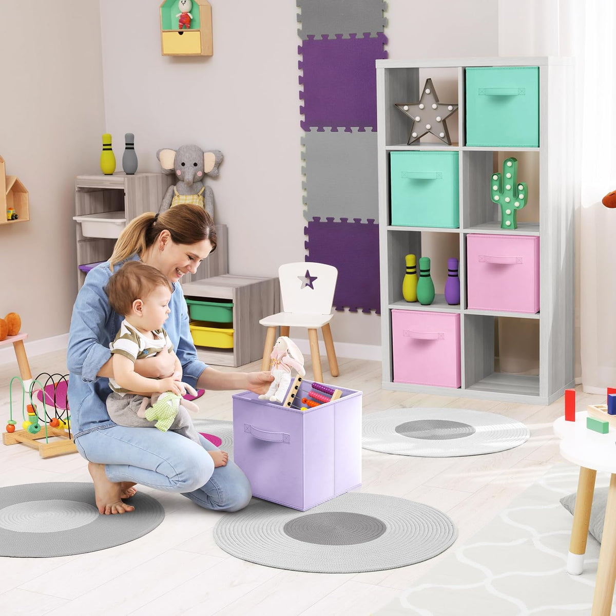 Sorbus Fabric Storage Cubes - 6 Foldable Storage Bins for Organizing Pantry, Cubbies, Toy Box