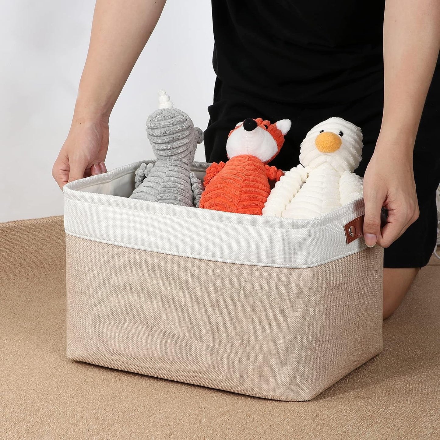 DULLEMELO Fabric Storage Bins, Storage Baskets for Organizing, Collapsible Rectangular Fabric