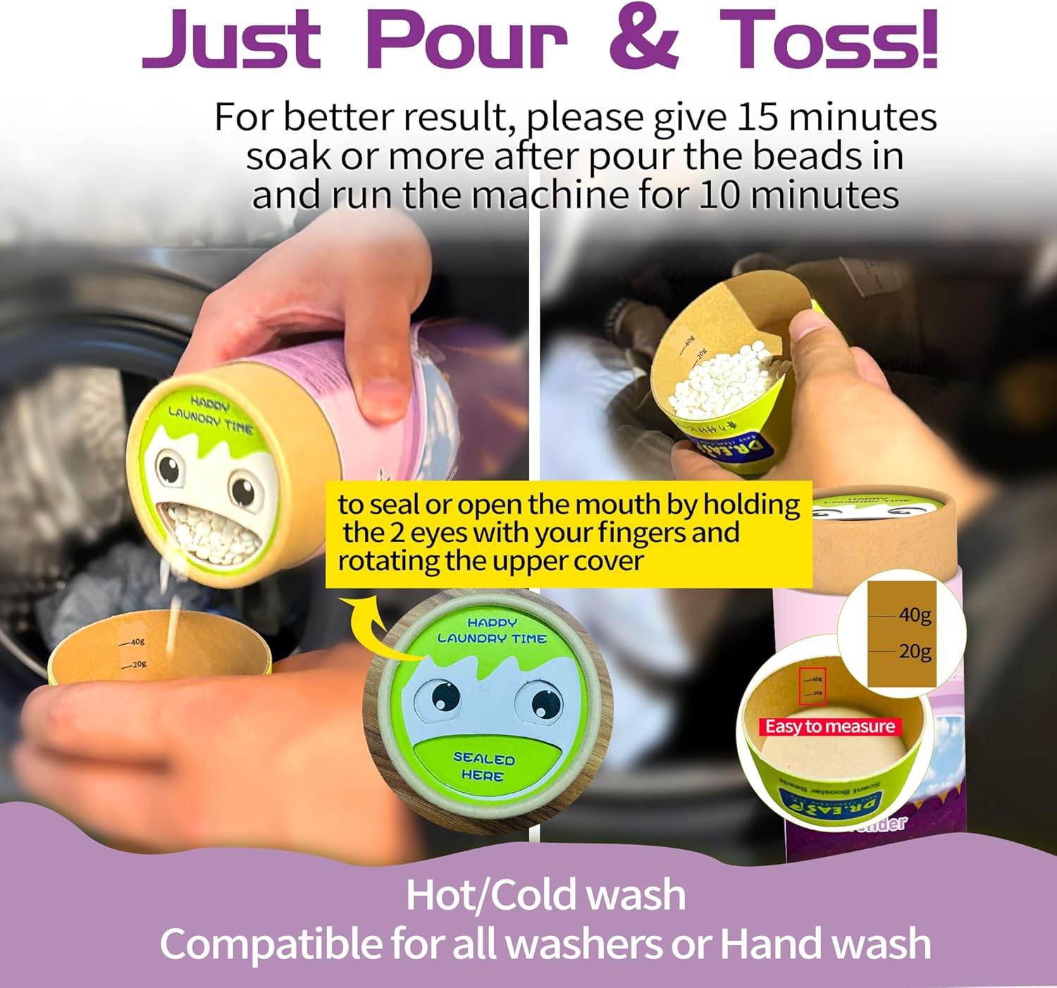 DR.EASY Laundry Scent Boosters 312G,Lavender Scent Boosters for Washer，Bulk Laundry Booster Beads