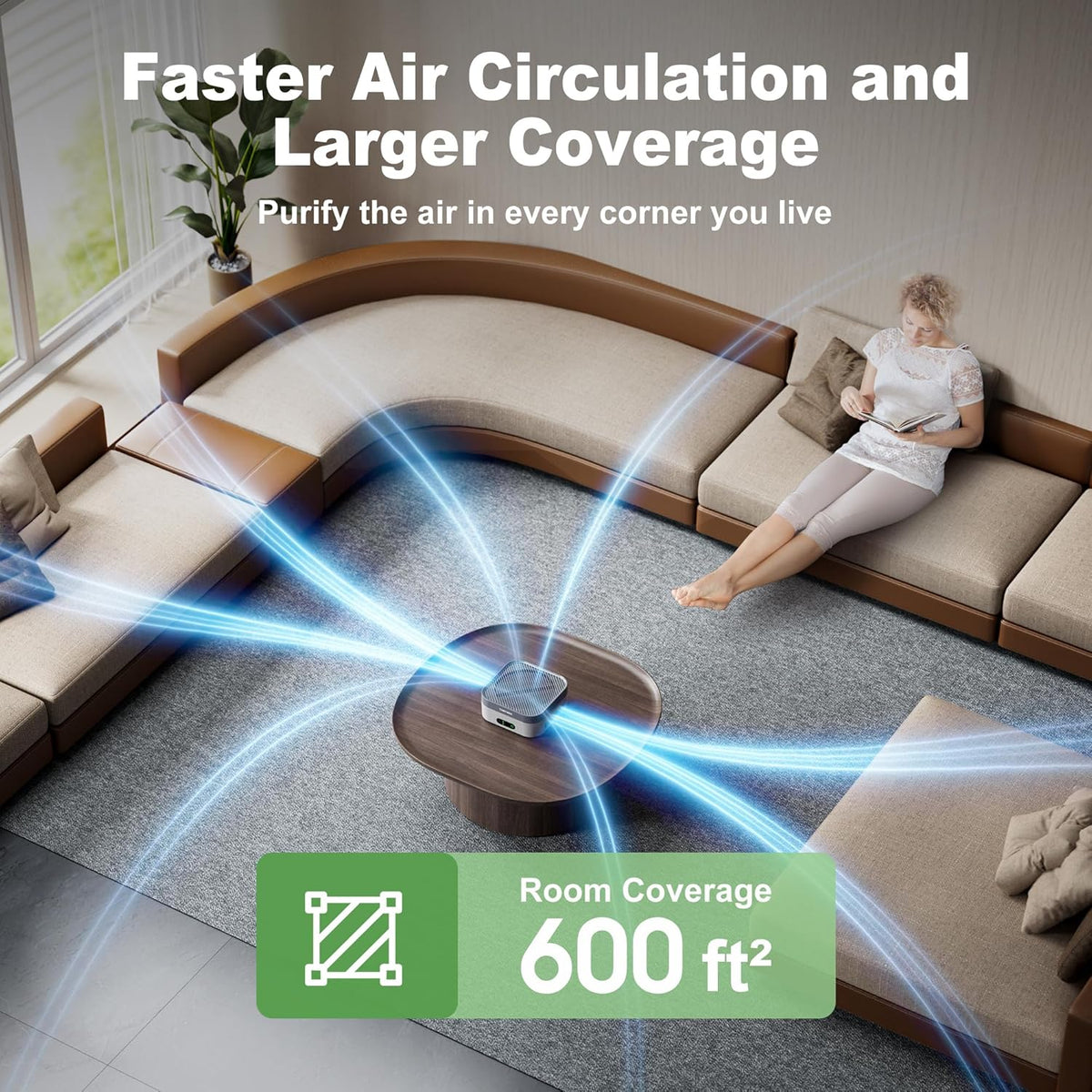 Air Purifier for Home – True HEPA Filter for Pets, Smoke & Allergies | 600 Sq Ft Coverage |