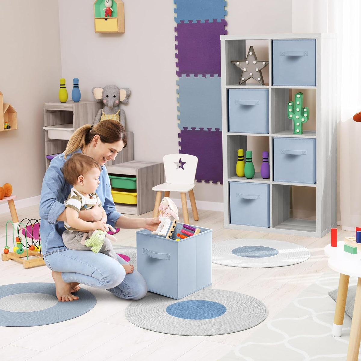 Sorbus Fabric Storage Cubes - 8 Foldable Storage Bins for Organizing Pantry, Cubbies, Toy Box