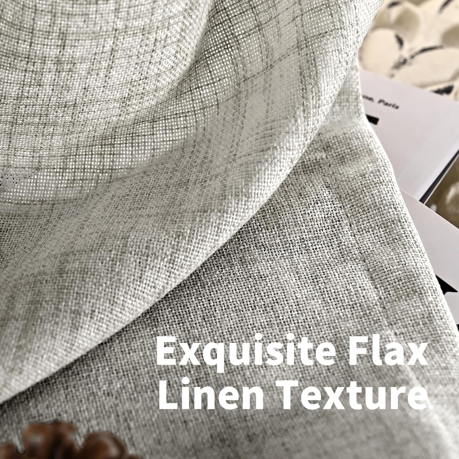 YoungsTex Dark Grey Linen Curtains 78 Inch Length for Living Room, Light Filtering Semi Sheer