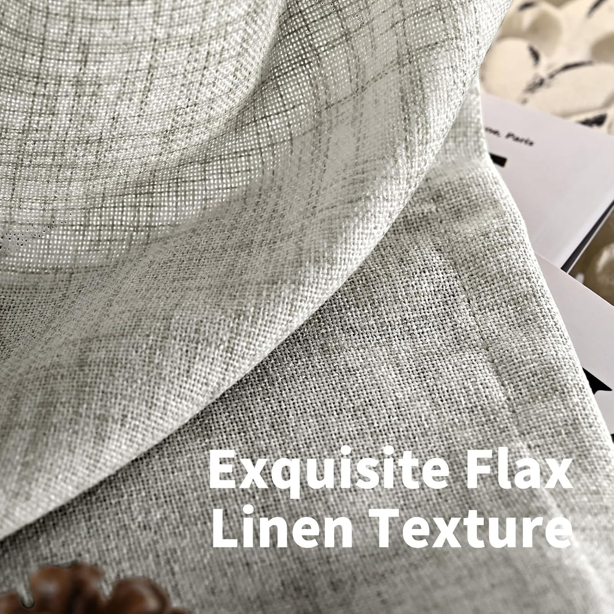 YoungsTex Dark Grey Linen Semi Sheer Curtains 36 Inch Length for Cafe Winow, Short Drapes Light