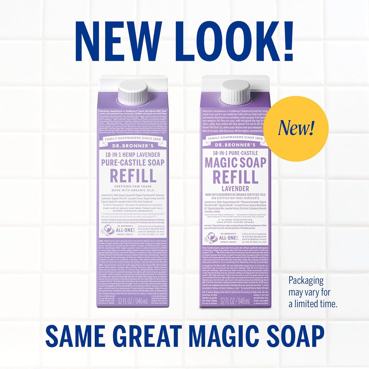 Dr. Bronner's Magic Soap-Pure-Castile Liquid Refill (Lavender, 32 ounce, 2-Pack) - Made with