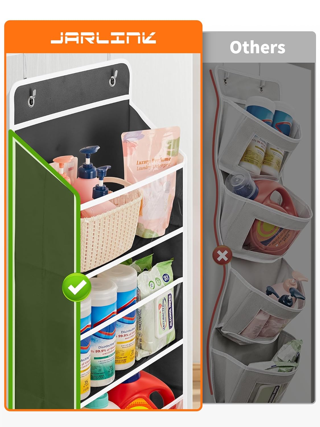 JARLINK Toy Stuffed Animal Storage, Over The Door Organizer W/Clear View Windows, 44lb Load, Baby
