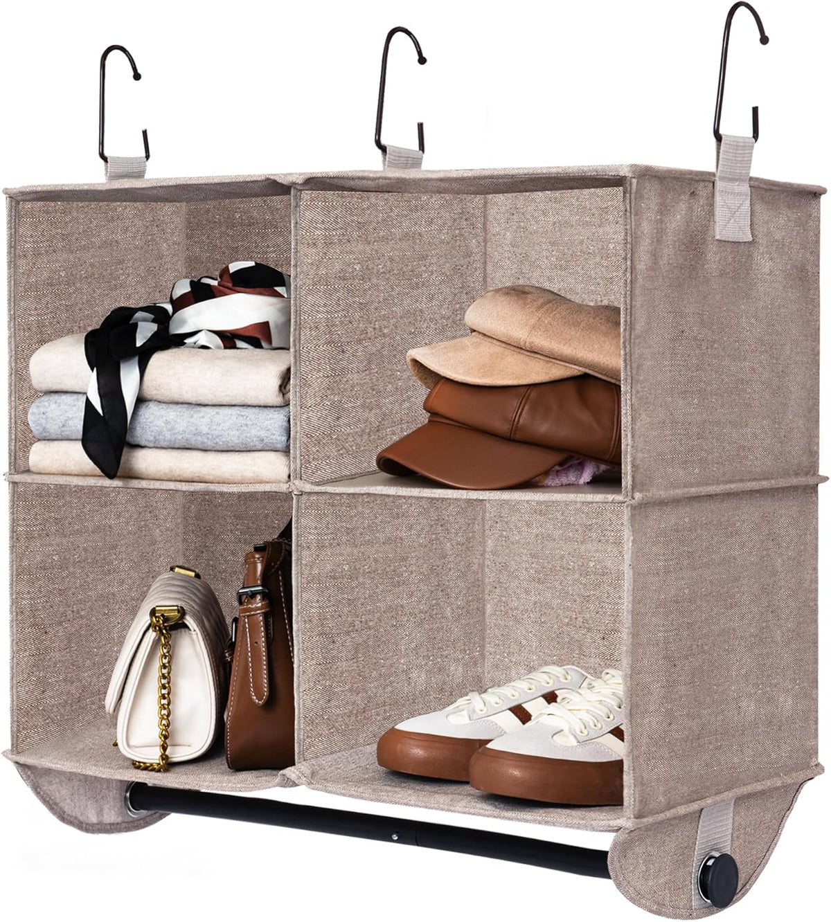 StorageWorks Hanging Closet Organizer with Metal Rod, 4-Section Closet Organizers and Storage