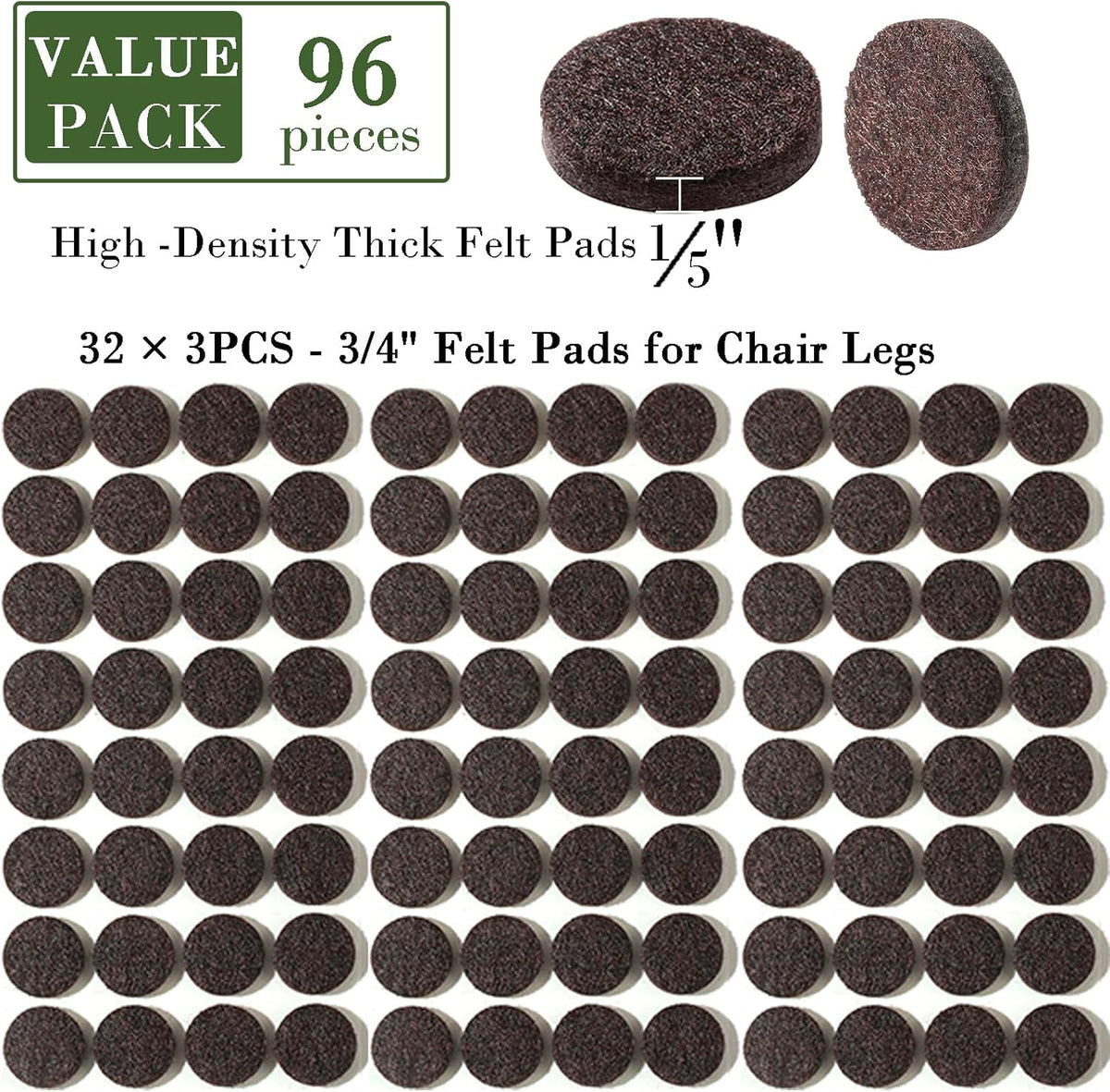 Fursafe&Q Felt Furniture Pads, Furniture Felt Pads for Hardwood Floors -Self Adhesive Chair Leg