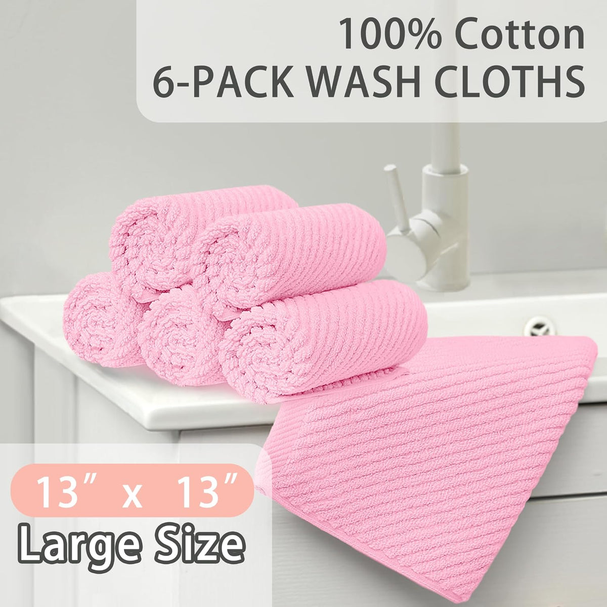 VOOVA & MOVAS Towels for Face, 13"x13" - 100% Cotton | Lightweight | Thick | Quick Dry | Soft |