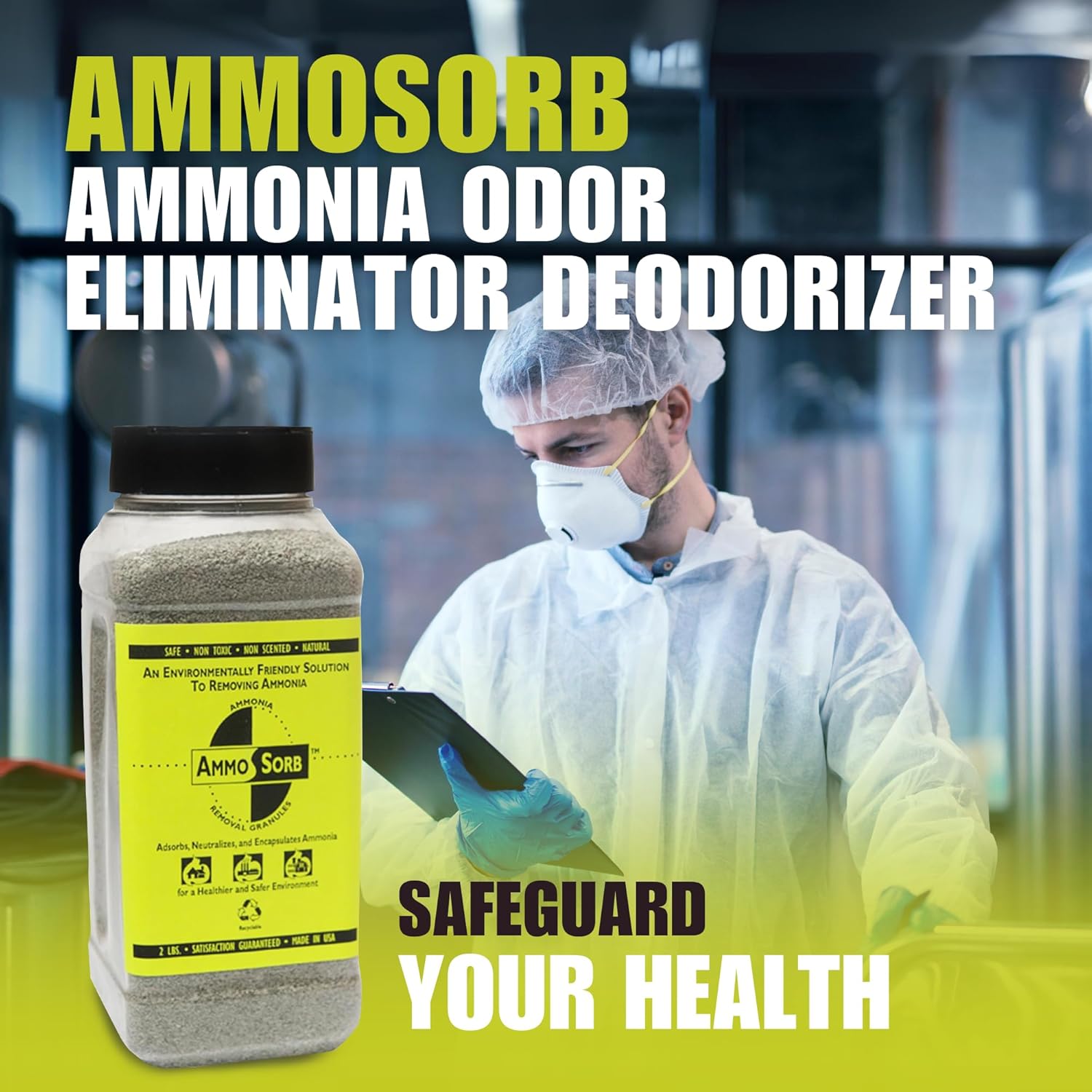 – Natural Ammonia Odor Elimination Deodorizer Granules: 2 lb. – Powerful Odor Eliminator for Strong