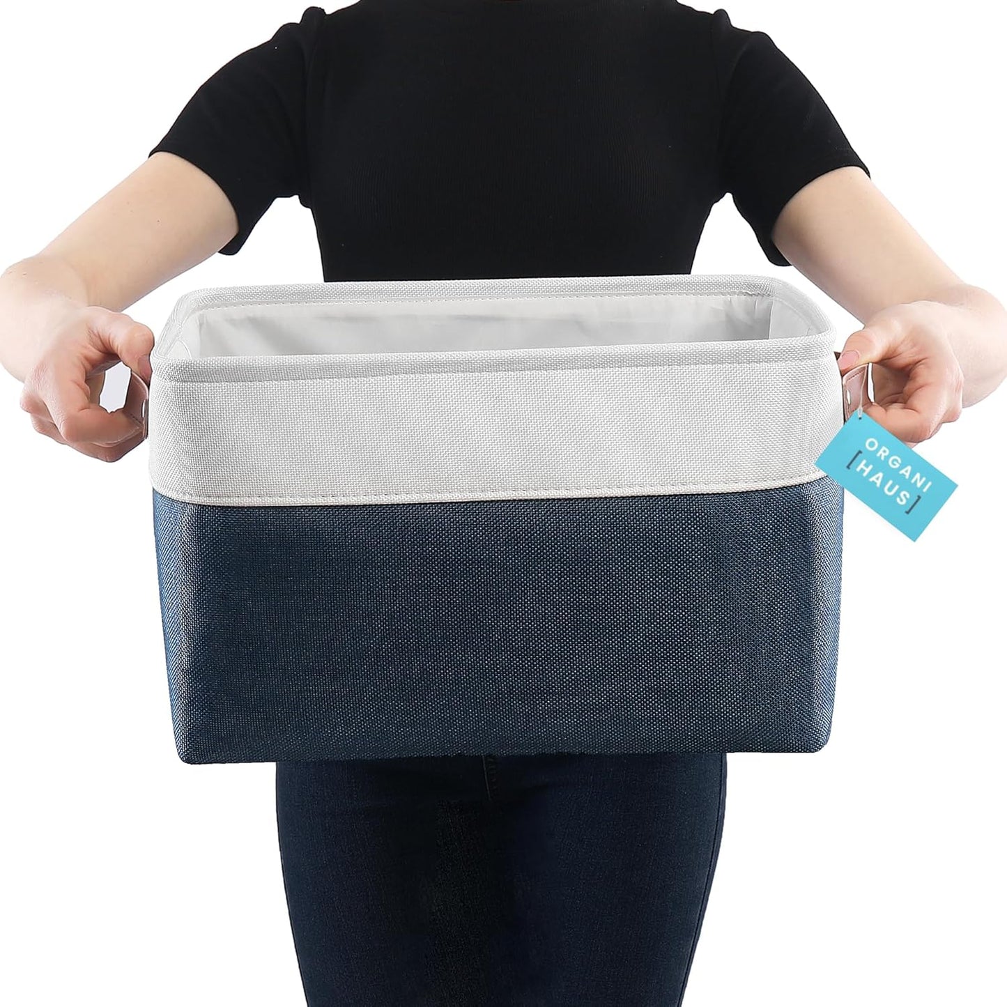 OrganiHaus Large Fabric Storage Baskets for Shelves 3 Pack, 15x11in Closet Storage Bins for