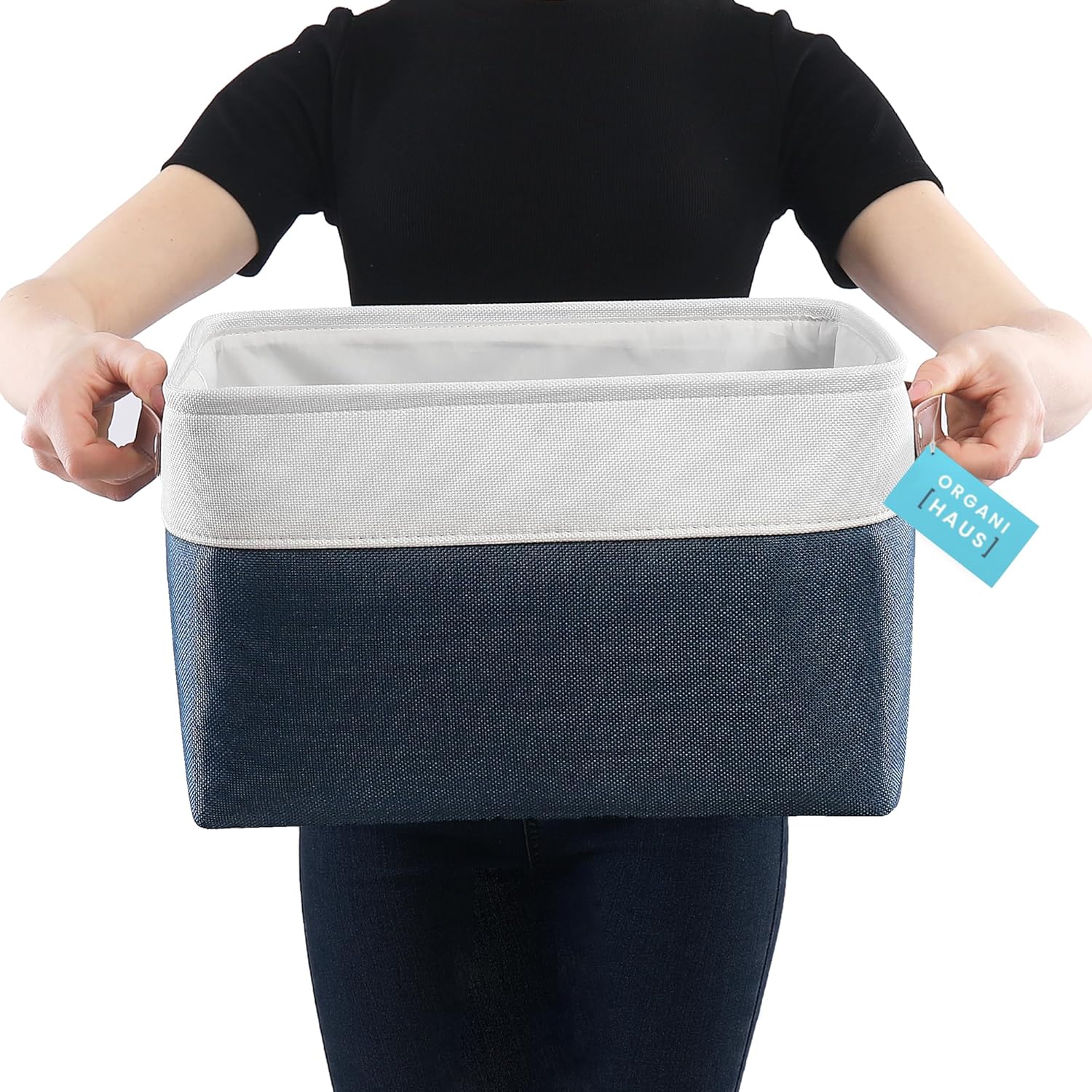 OrganiHaus Large Fabric Storage Baskets for Shelves 3 Pack, 15x11in Closet Storage Bins for
