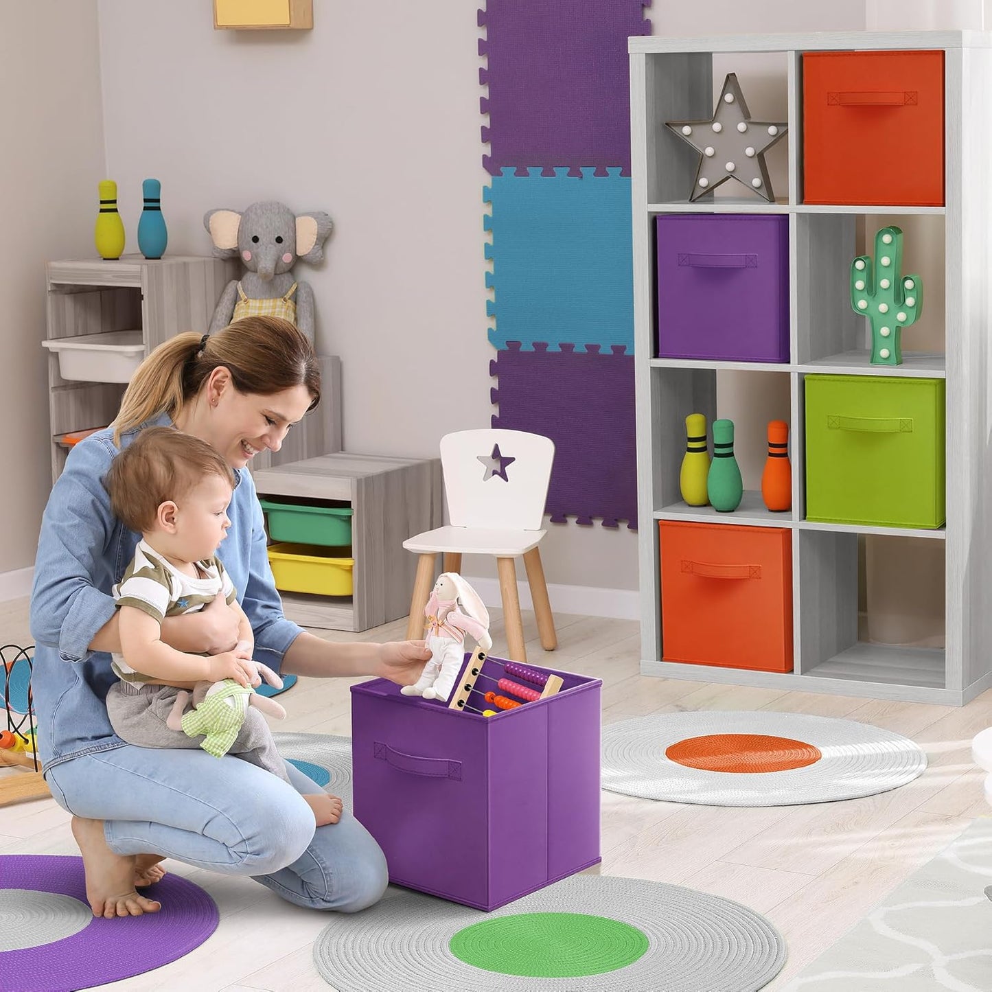 Sorbus Storage Cubes - 11" Foldable Storage Bins with Handle for Nursery, Playroom, Closet