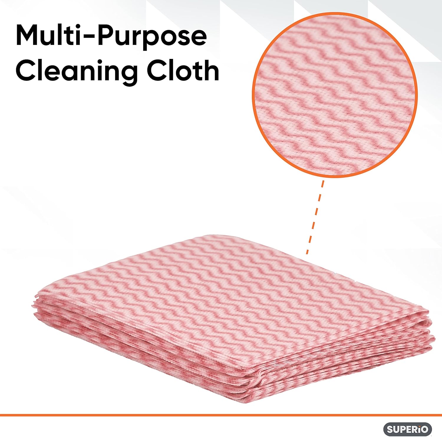 Superio Handy Wipes For Kitchen - Red Reusable Multi-Purpose Heavy-Duty Cleaning cloth for house