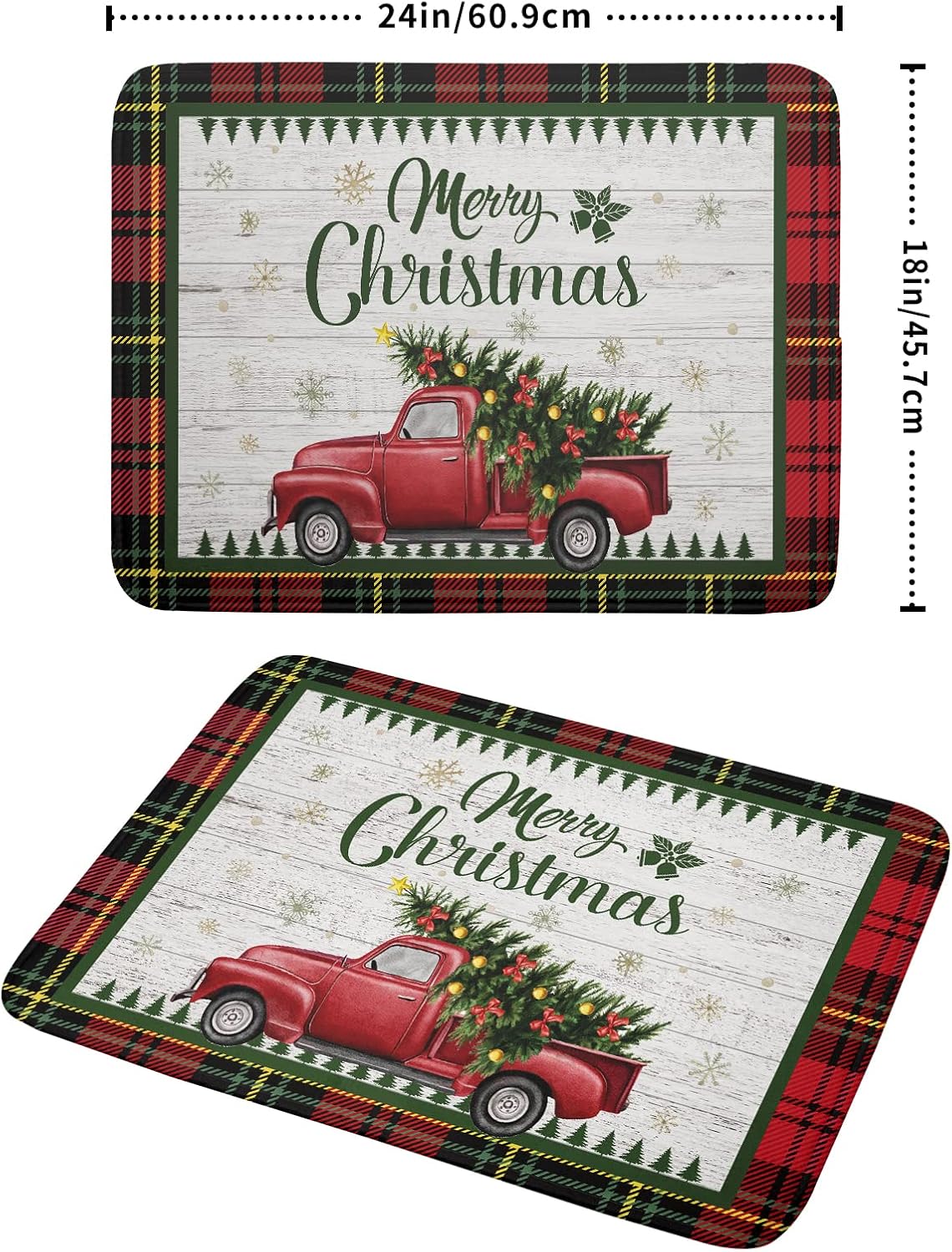 Christmas Dish Drying Mat 18x24 Inch for Kitchen Counter Decor Absorbent Reversible Microfiber Red