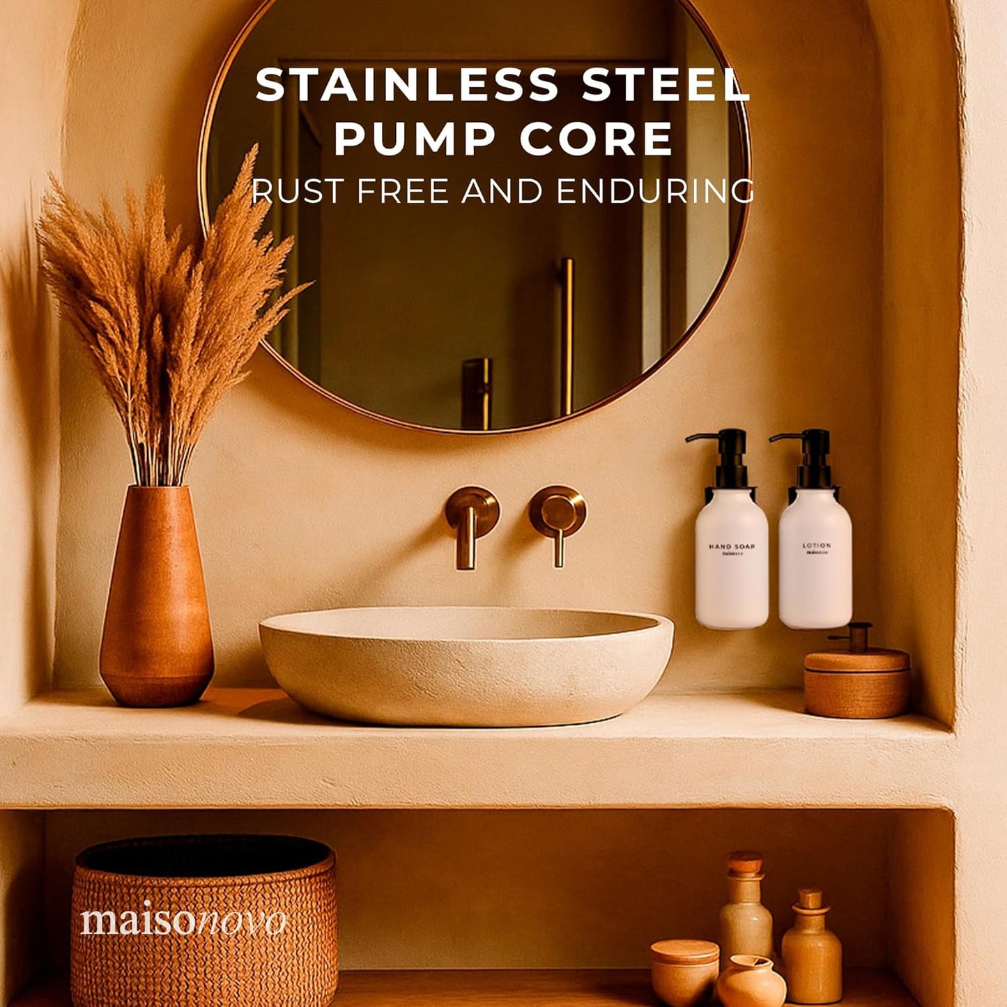 MaisoNovo Shampoo and Conditioner Dispenser - Shower Soap Dispenser Wall Mounted - 16.9 fl oz Set