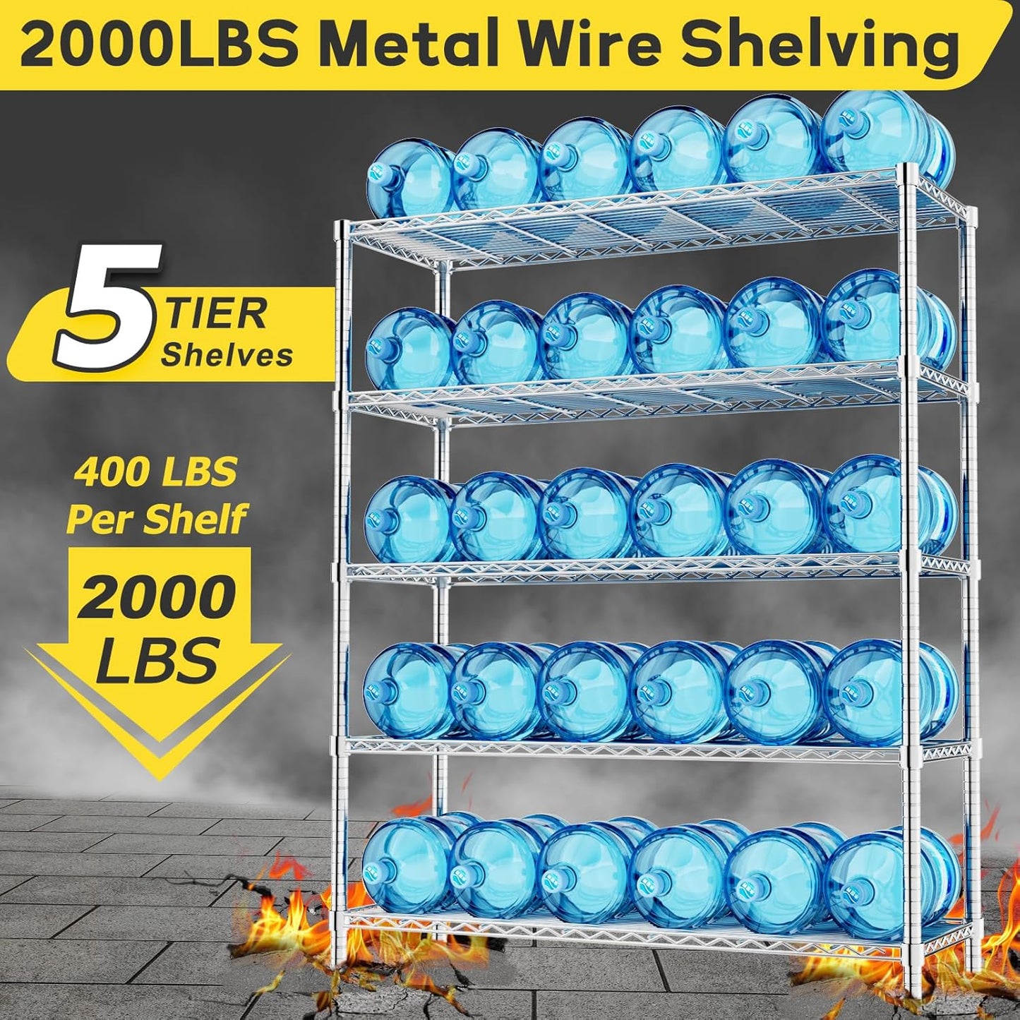 Storage Shelves, 48" L x 20" W x 72" H Heavy Duty Garage Wire Shelving Unit Loads 2000LBS, 5-Tier