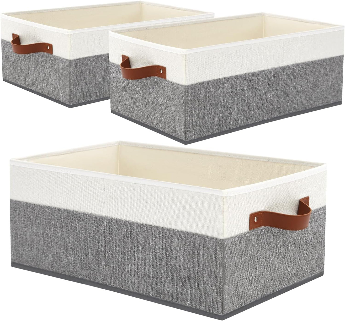 3 Pack Large Capacity Storage Bins Closet Organizer for Shelves, Fabric Closet Storage Baskets