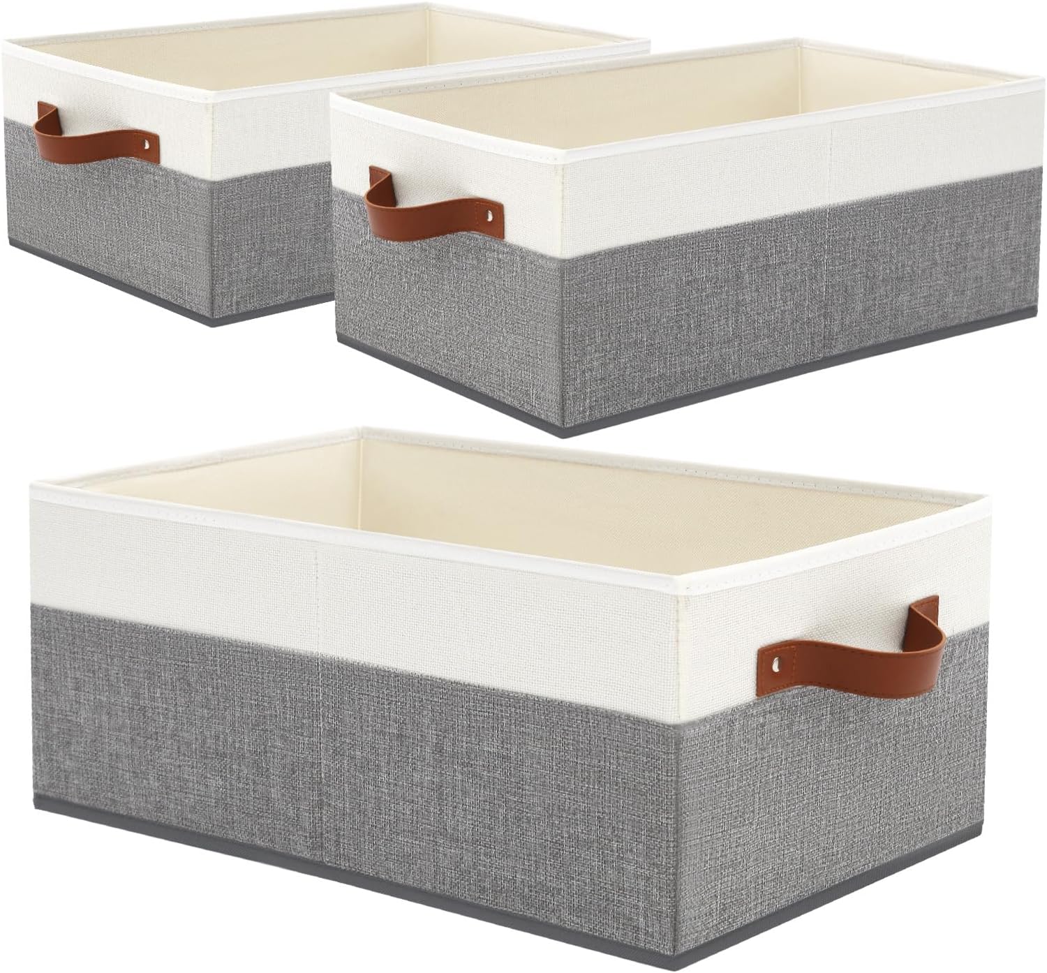3 Pack Large Capacity Storage Bins Closet Organizer for Shelves, Fabric Closet Storage Baskets