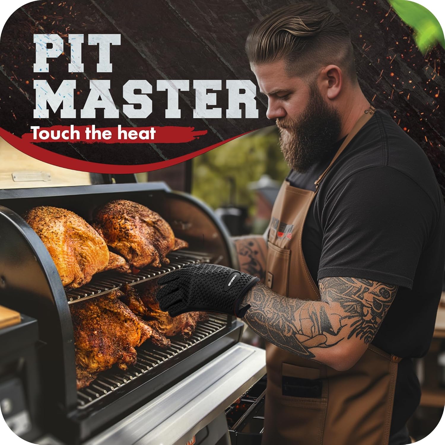 KITCHEN PERFECTION S Silicone Smoker Oven Gloves -Extreme Heat Resistant BBQ Gloves -Handle Hot