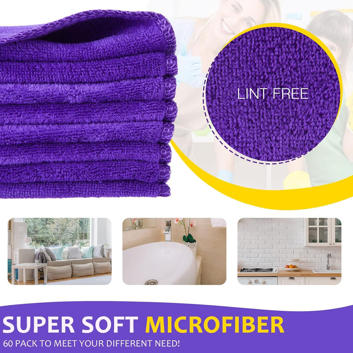 Nuenen Microfiber Cleaning Cloths for Cars 16 x 16 Inch Ultra Absorbent Car Towels Drying Reusable