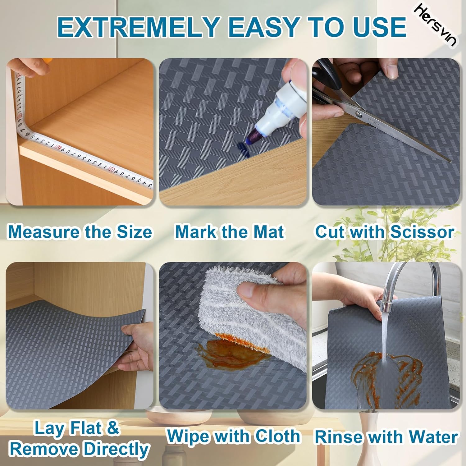 Shelf Liners 16 in x 20 ft EVA Drawer Mats, Non-Adhesive Cupboard Pad, Kitchen Cabinet Lining