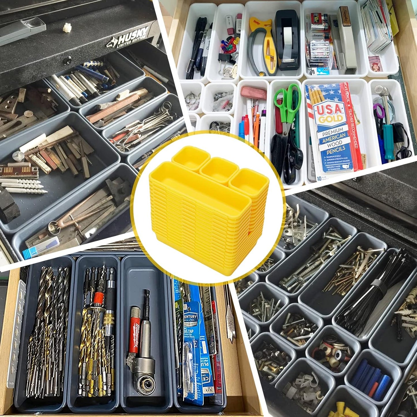 42 Pack Tool Box Organizer Tool Tray Dividers, Rolling Tool Chest Cart Cabinet Workbench Desk