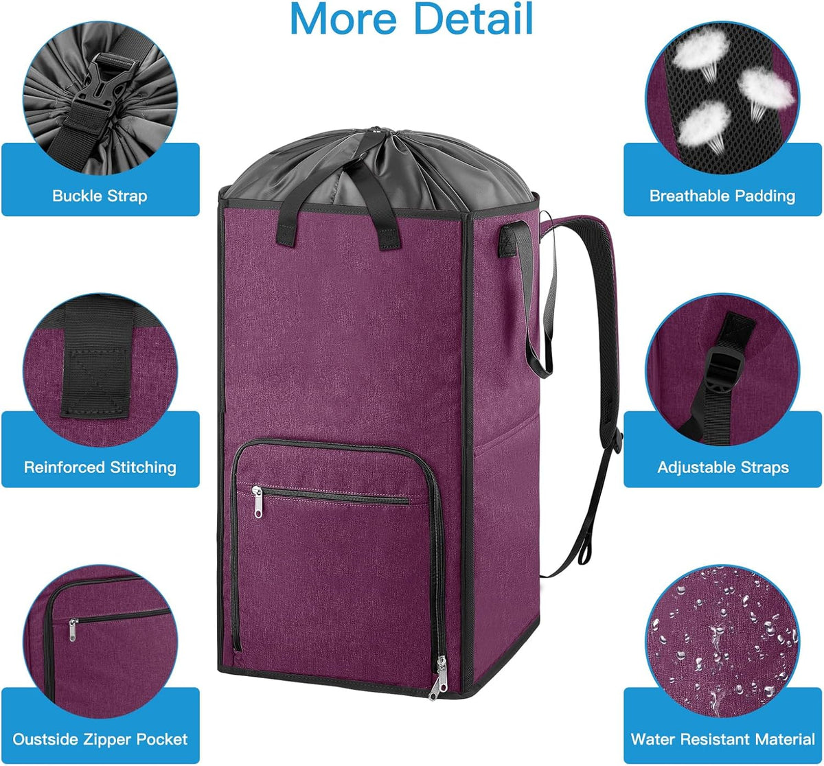 Bukere Laundry Tote Basket, Laundry Backpack Bag for Guys Girls Boys, Collapsible Laundry Hamper