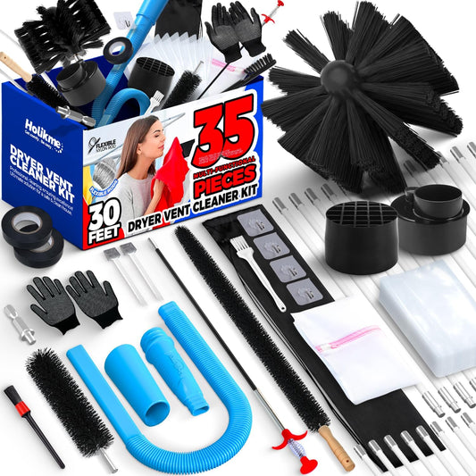 Holikme Dryer Vent Cleaner Kit, Include 30Feet Dryer Vent Cleaning Brush, Dryer Lint Vacuum