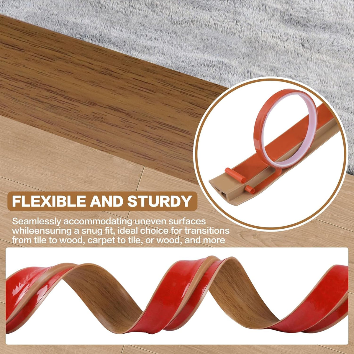 Floor Transition Strip Vinyl Door Threshold Ramp Self Adhesive Carpet Edging Strip Doorway Edge
