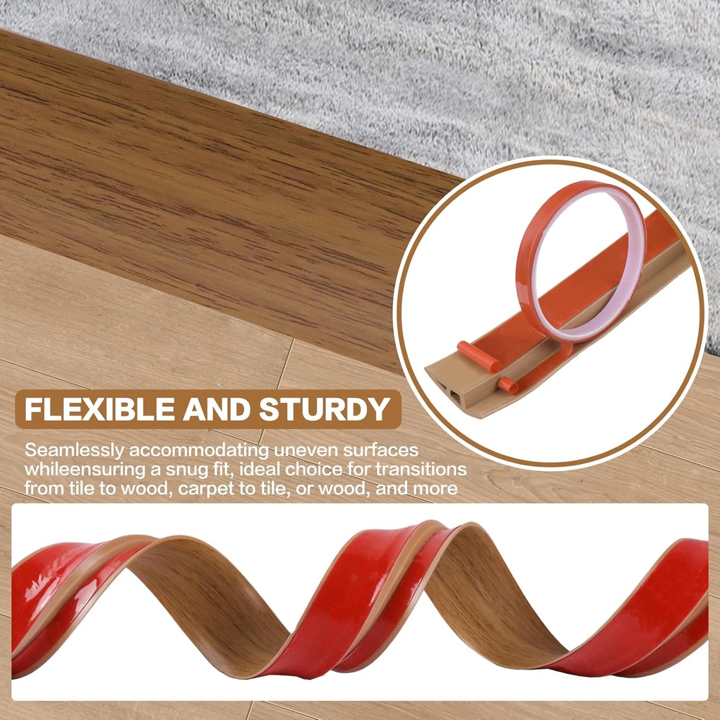 Floor Transition Strip Vinyl Door Threshold Ramp Self Adhesive Carpet Edging Strip Doorway Edge