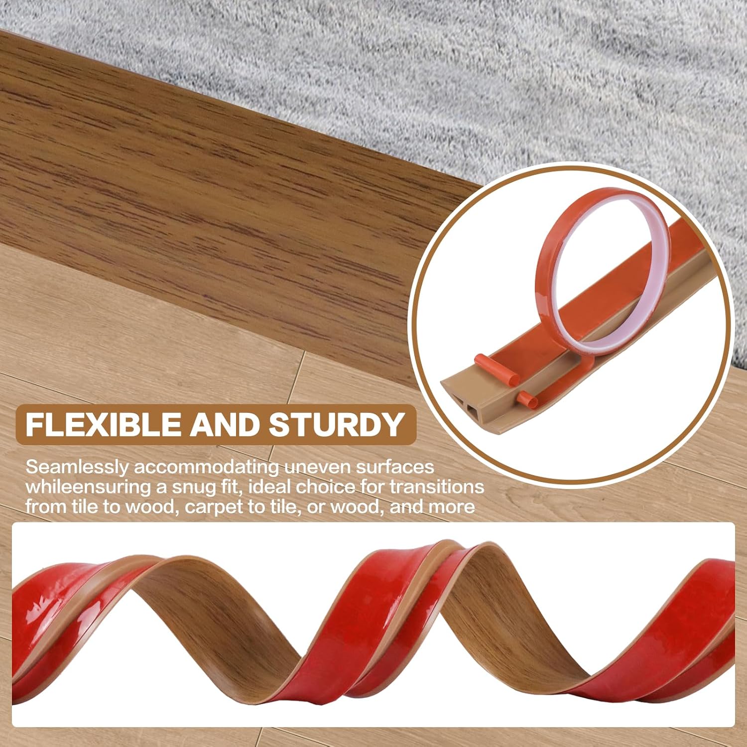 Floor Transition Strip Vinyl Door Threshold Ramp Self Adhesive Carpet Edging Strip Doorway Edge