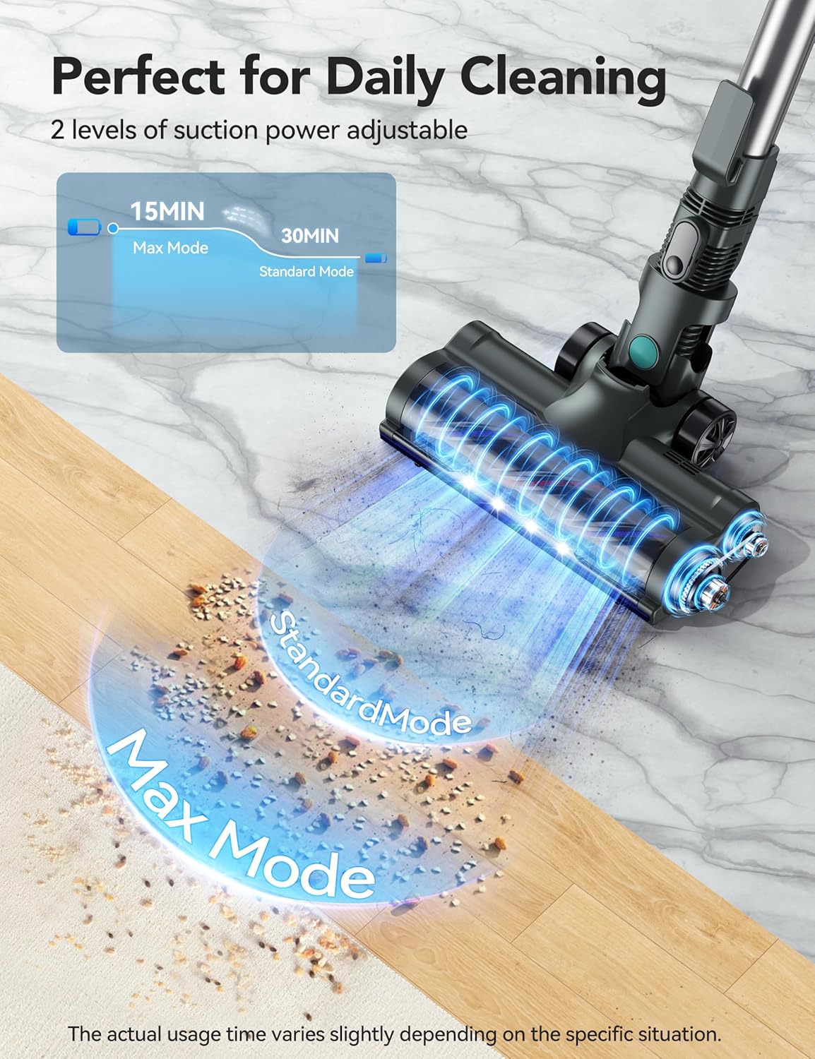 Cordless Vacuum Cleaner, 8-in-1 Powerful Vacuum Cleaners for Home with 1.3L Large Capacity, 2 Modes