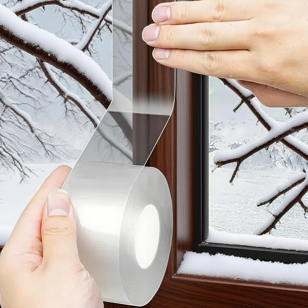 Window Sealing Tape 2 Inch x 33 FT Transparent Window Insulation Residue-Free Clear Weather