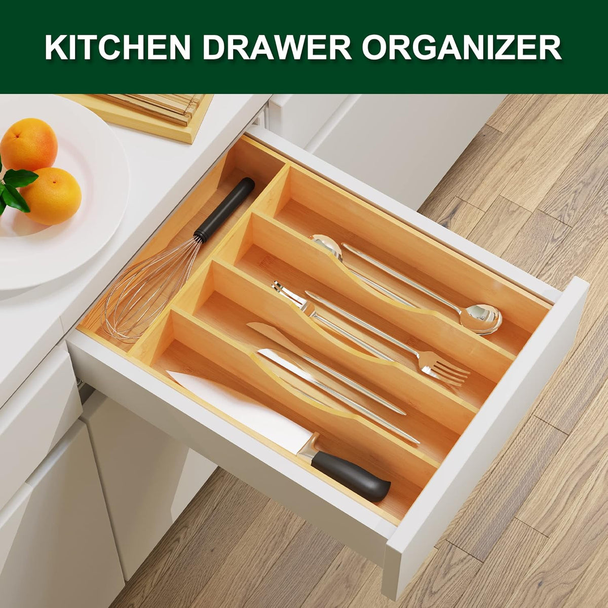 Bellsal Utensil Organizer 10 Inch Silverware Tray for Drawer Utensil Holder Cutlery Organizer