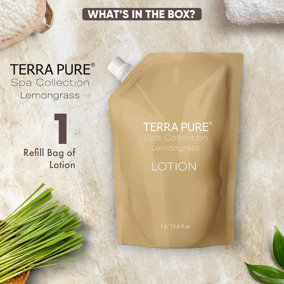 Terra Pure Spa Collection 1 Liter Lotion Refill Bag For Soap Dispensers | Bulk Toiletries for