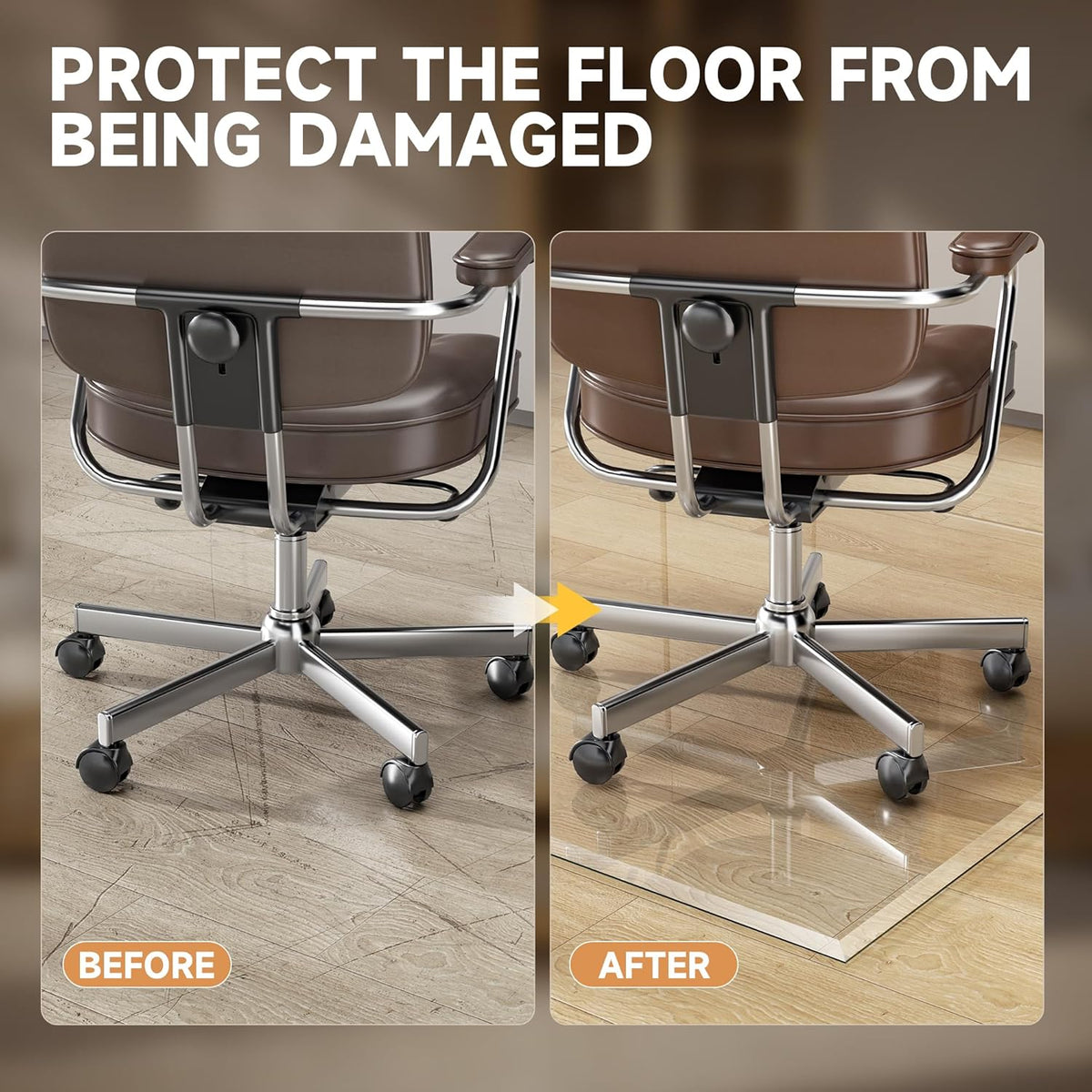 [Tempered Glass] 59“ x 47” Beveled Edge Glass Chair Mat with Polished Edge Clear Office Chair Mat