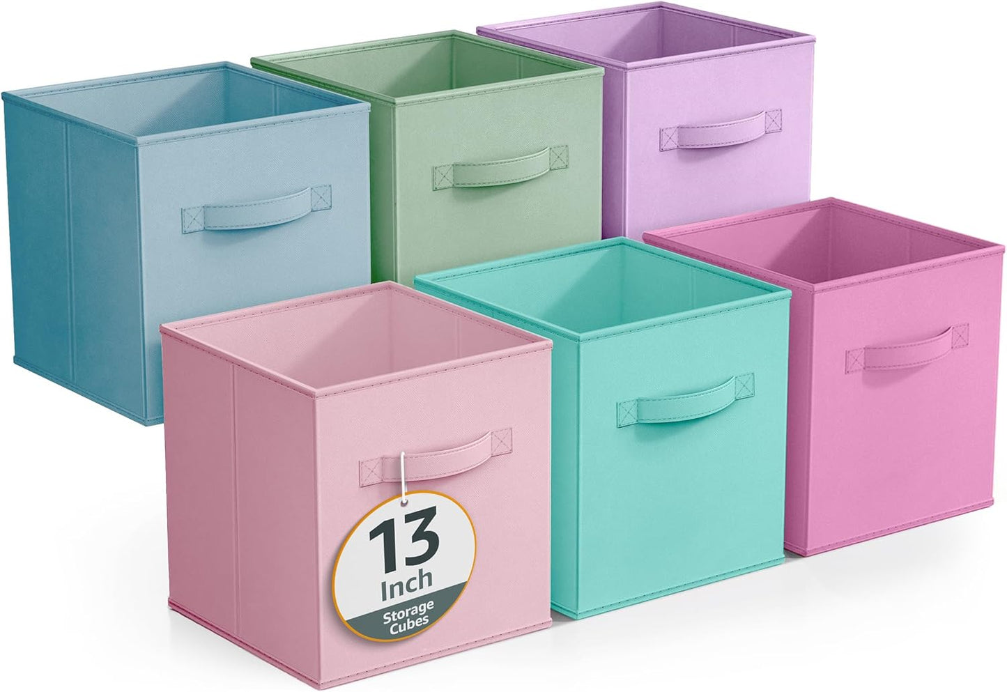 Sorbus Fabric Storage Cubes - 6 Foldable Storage Bins for Organizing Pantry, Cubbies, Toy Box