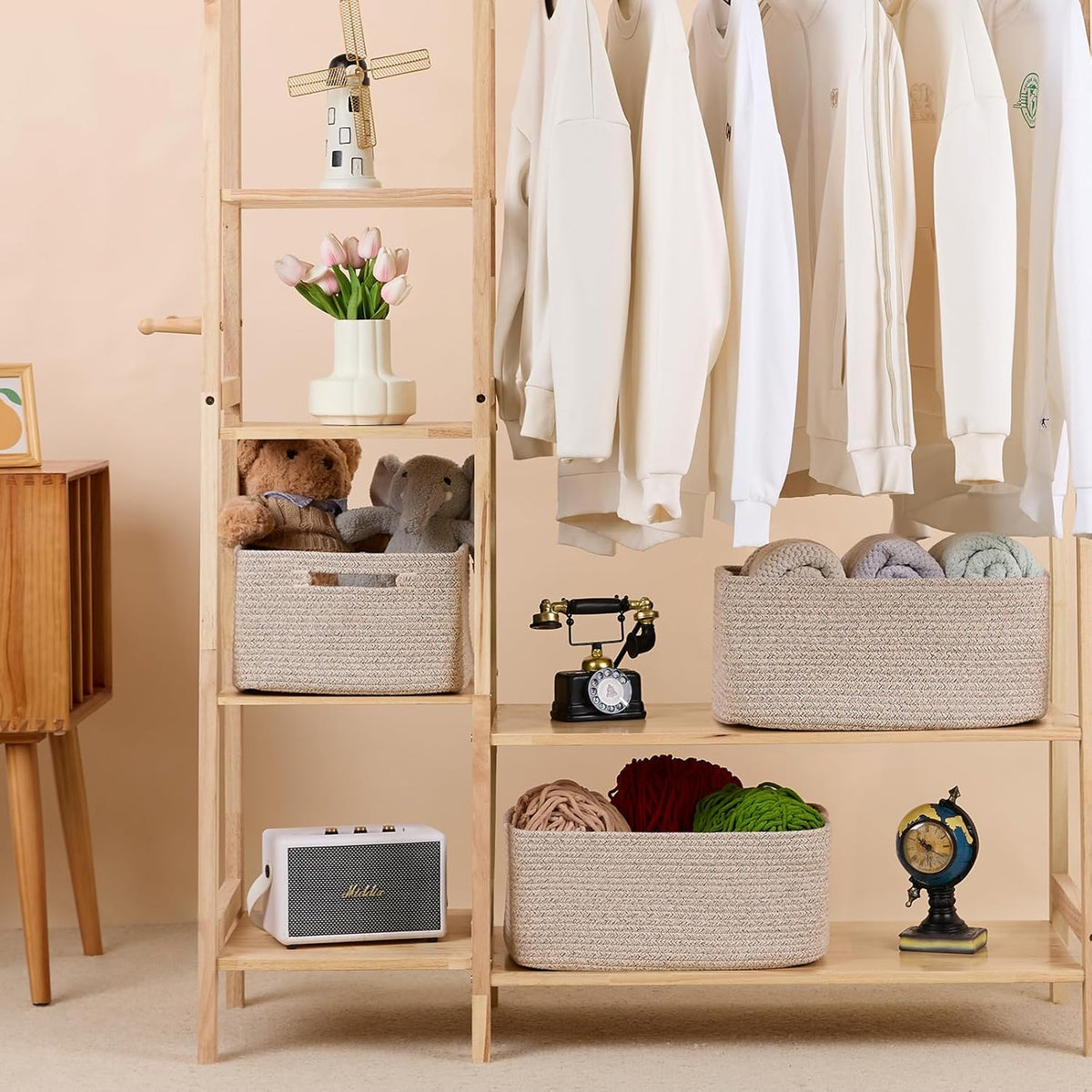 Large Storage Baskets for Organizing, Closet Shelf Baskets for Clothes Blanket Towels, Baby