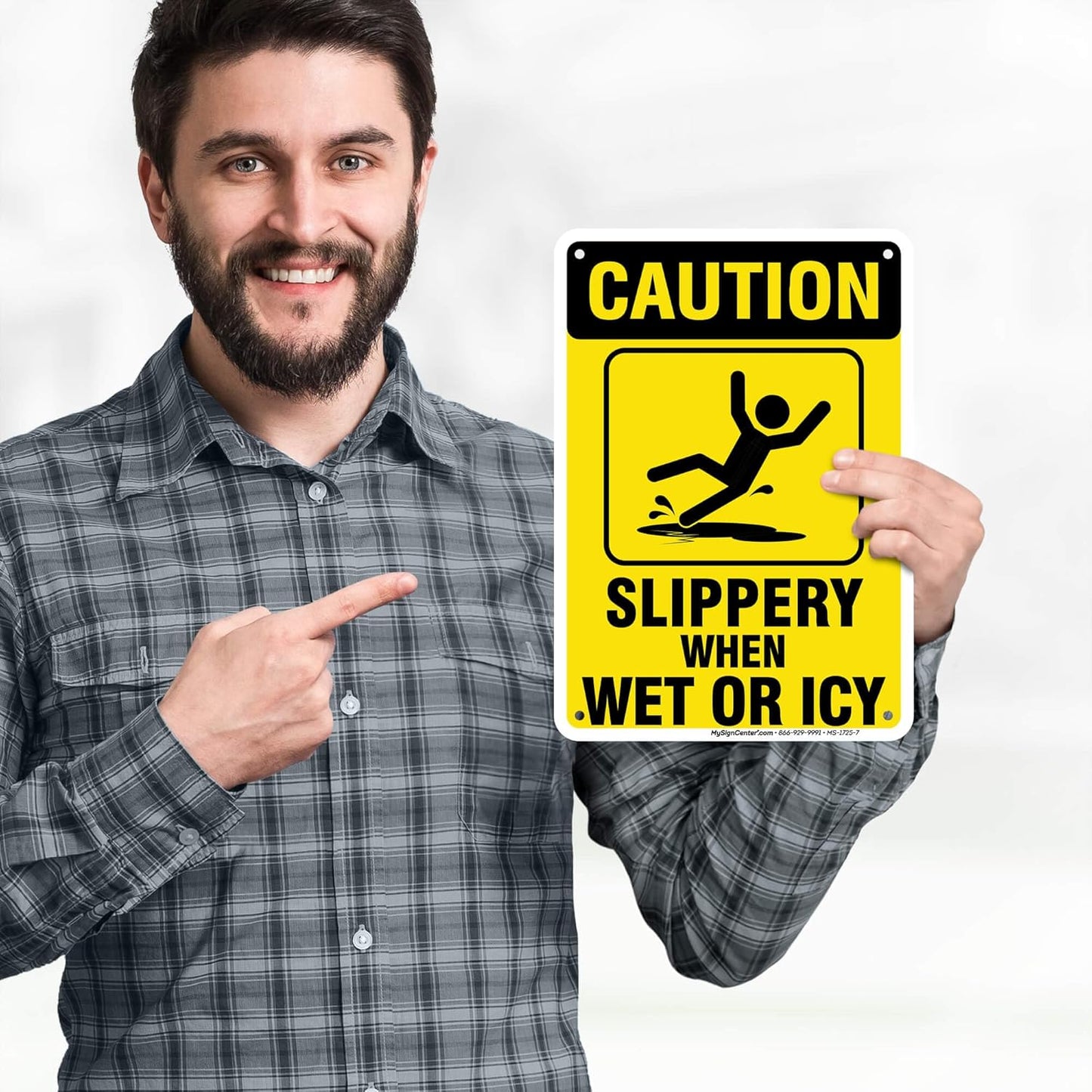 Caution Slippery When Wet Sign or ICY Sign, 7"x10" Polyethylene, Indoor/Outdoor Use, USA MADE By My