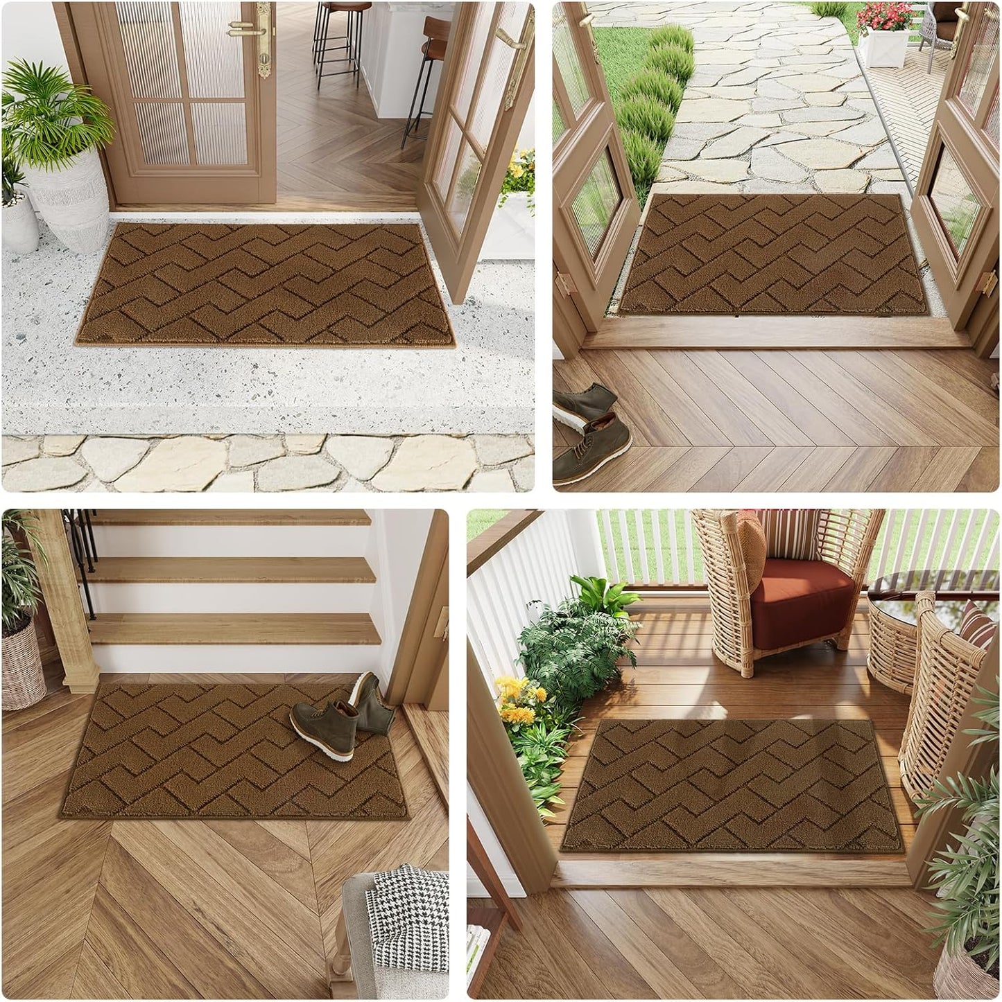 hicorfe Indoor Doormat,Front Back Door Mat TPR Backing Non Slip Mats 20"x31.5" Absorbent Resist