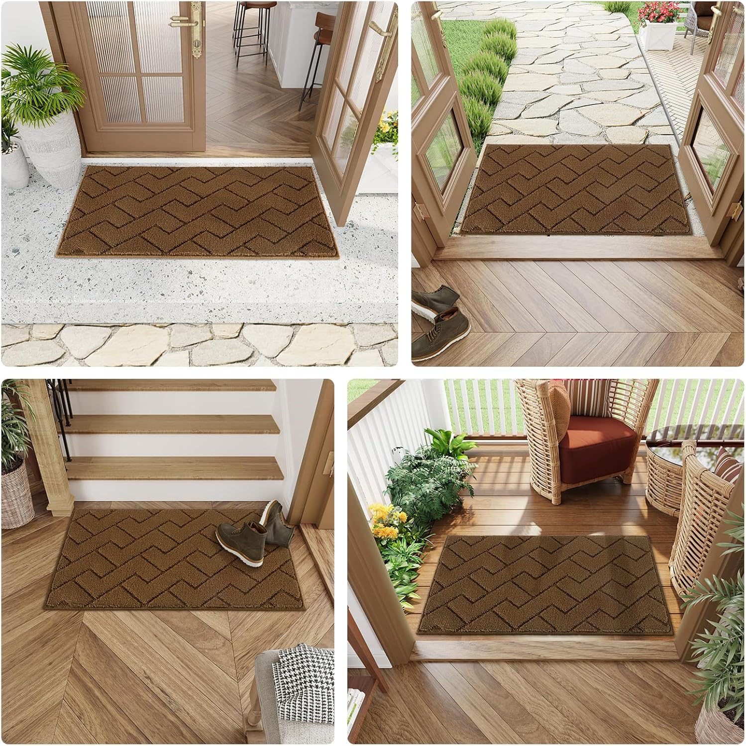 hicorfe Indoor Doormat,Front Back Door Mat TPR Backing Non Slip Mats 20"x31.5" Absorbent Resist