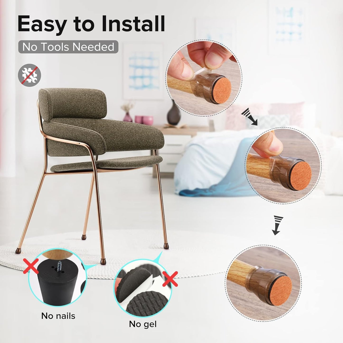 24PCS Upgraded Silicone Chair Leg Floor Protectors for Hardwood Floors, Furniture Sliders for Chair