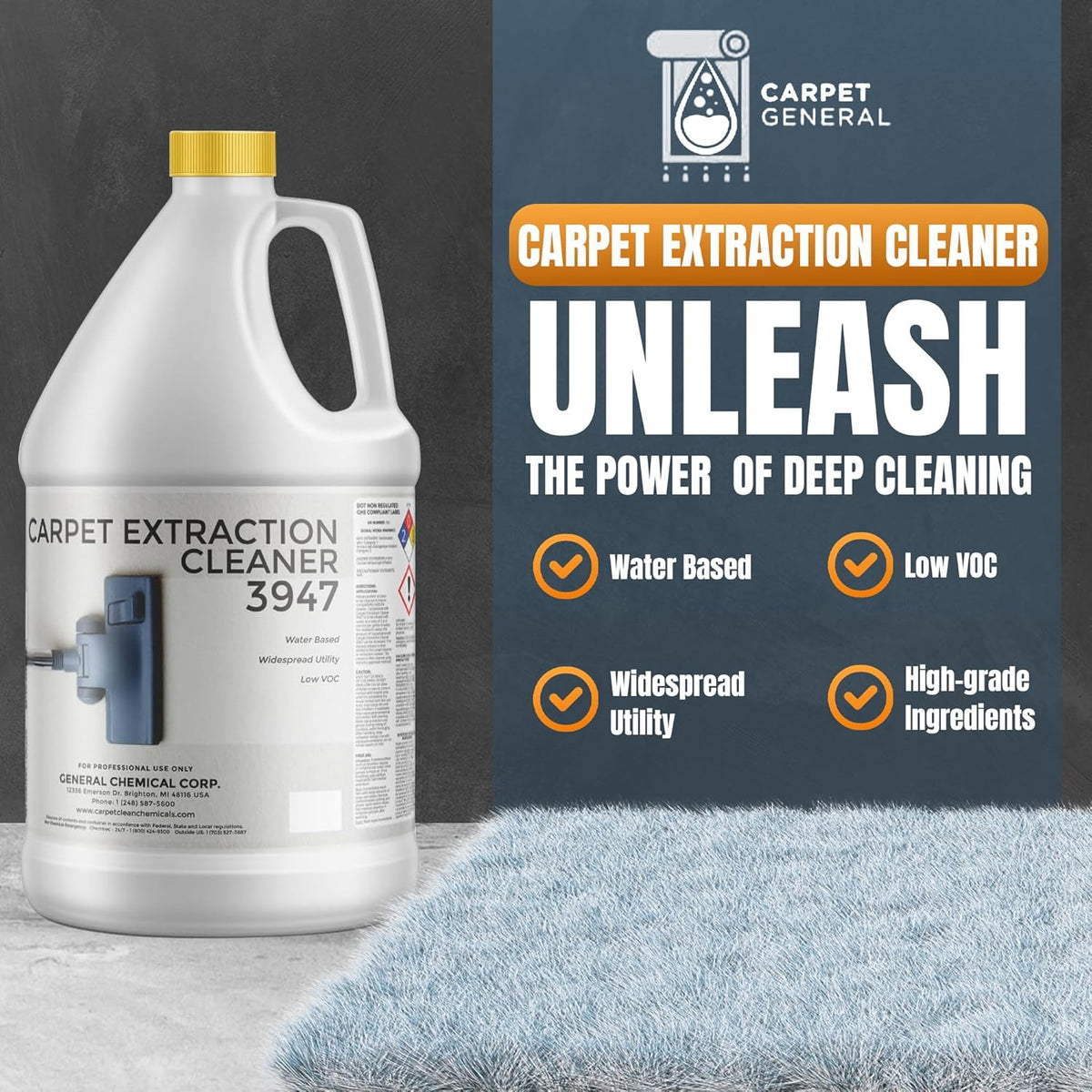 Carpet Extraction Cleaner - Water-Based Professional Deep Clean Carpet Cleaner Solution for Machine