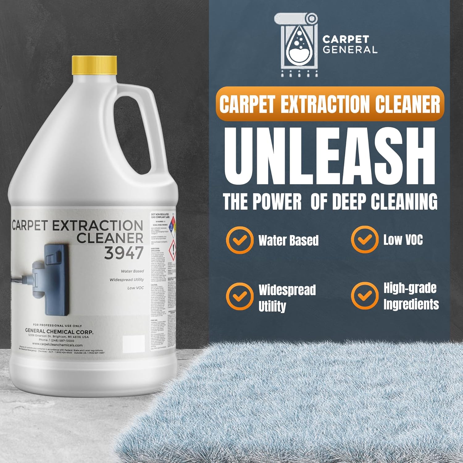 Carpet Extraction Cleaner - Water-Based Professional Deep Clean Carpet Cleaner Solution for Machine